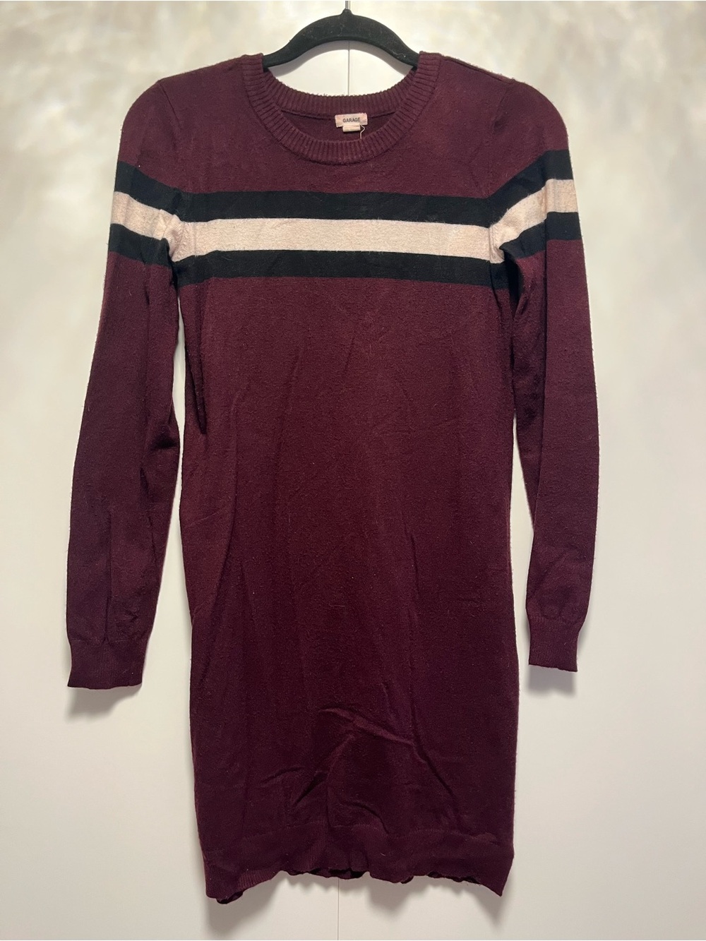 Burgundy Striped Sweater Dress